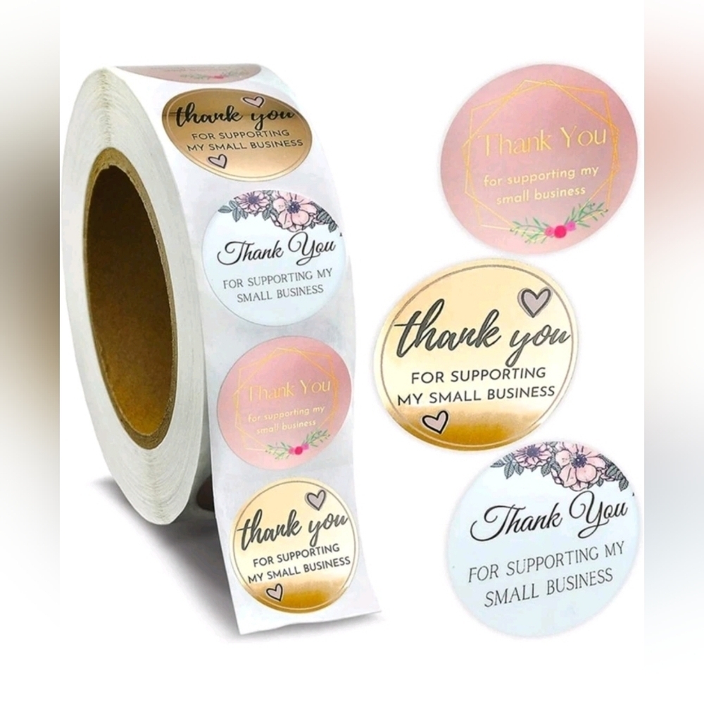 ✨️▪️ 500 “Thank You”   for supporting my small business 1 inch  Stickers ✨️
